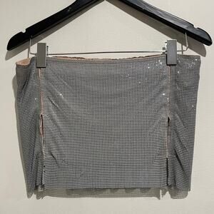 NWT Poster Girl Mia Embellished Pull On Low rise Slit Micro Skirt Gray Women's L